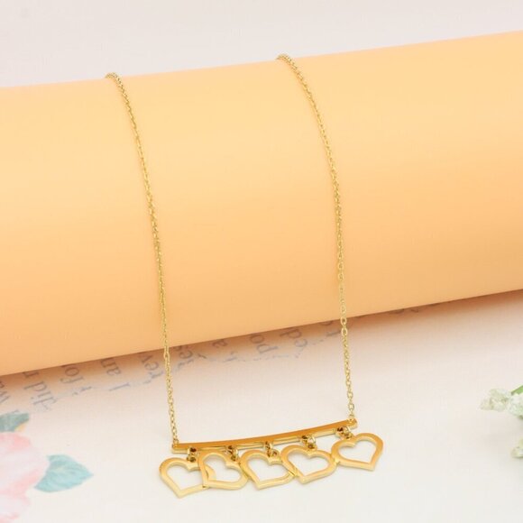 Yellow Gold Heart Charm Necklace with Adjustable Chain, XPNL0356 - Picture 2 of 11